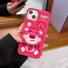 For iPhone 13 3D Bear Face Grip Holder Cartoon Silicon Soft Phone Case