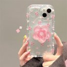 Cute Pink Flower Holder Phone Case For iPhone 13 Stand Floral Clear Soft Cover