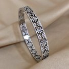 Stainless Steel Daisy Flower Cuff Bracelet Bangles for Women Floral Bracelets Waterproof Jewelry