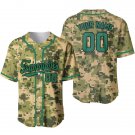 Custom Camo Green-Black Baseball Jersey