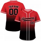 Printed Black Red Gradient Custom Baseball Jersey with Teamname Name Number