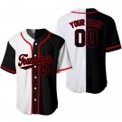 Custom Black White Black-Red Split Baseball Jersey