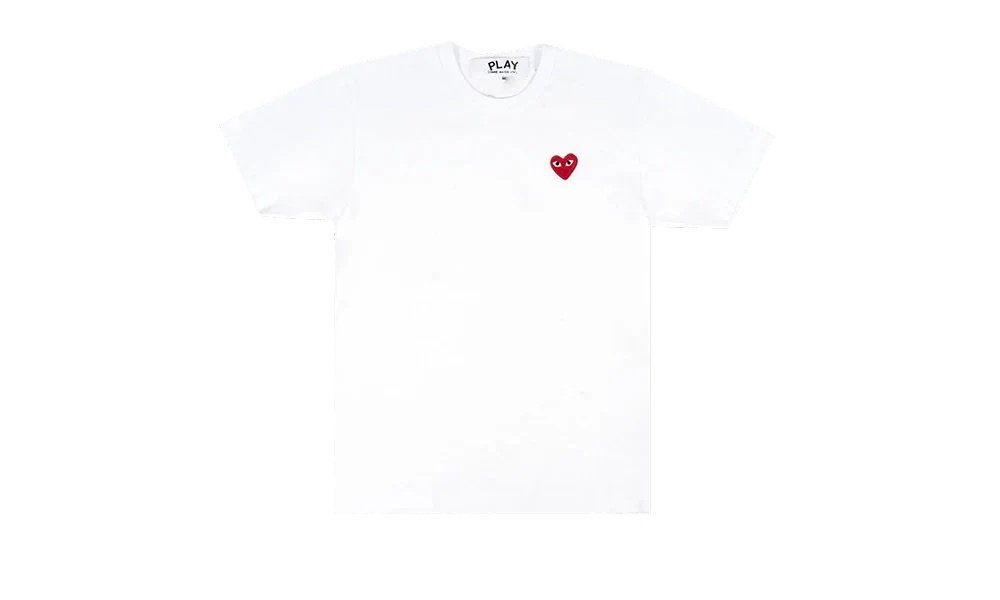 2026 & 2027 Comme des Garcons PLAY T-Shirt Embleme Rouge Tricote White