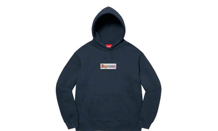 2026 & 2027 Supreme Bling Box Logo Hooded Sweatshirt Navy