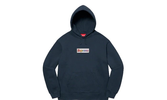 2026 & 2027 Supreme Bling Box Logo Hooded Sweatshirt Navy