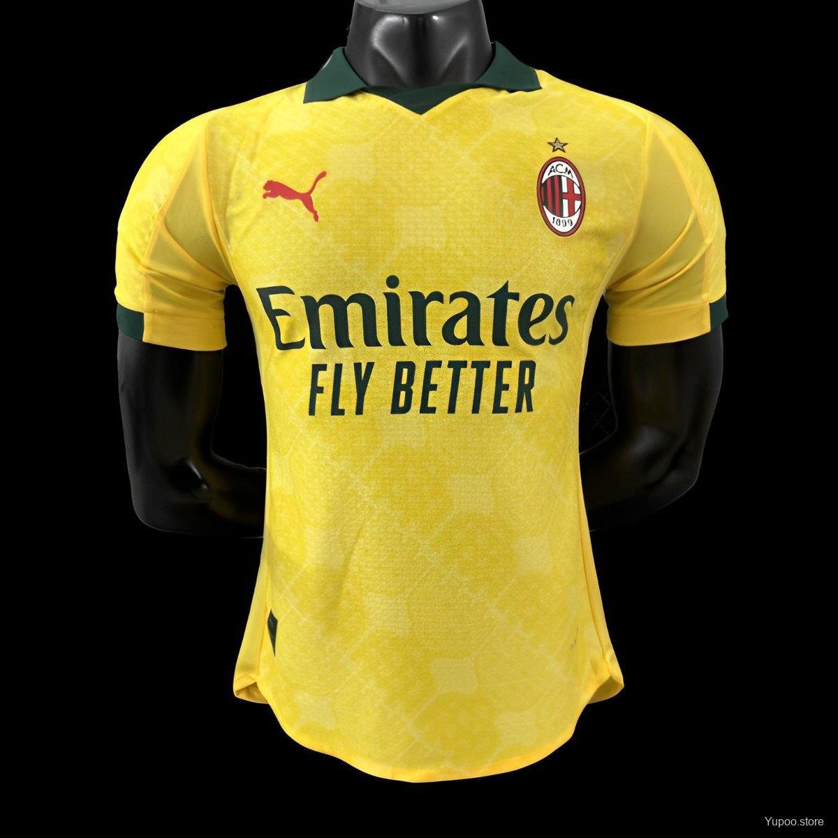 AC Away Yellow 25/26 Player Soccer Football Futbol Adults Jersey