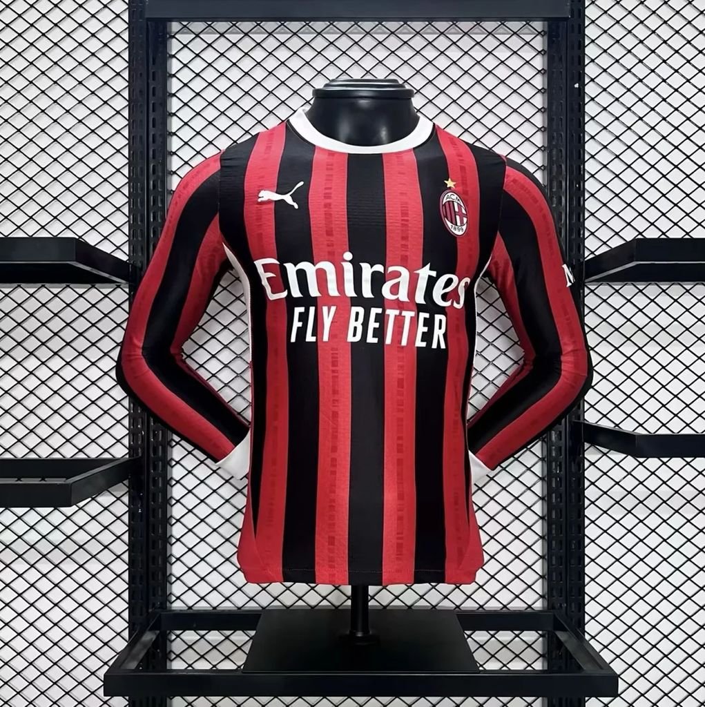 AC Milan Home 24/25 Long Sleeves Player Authentic Soccer Football Futbol Jersey Kit