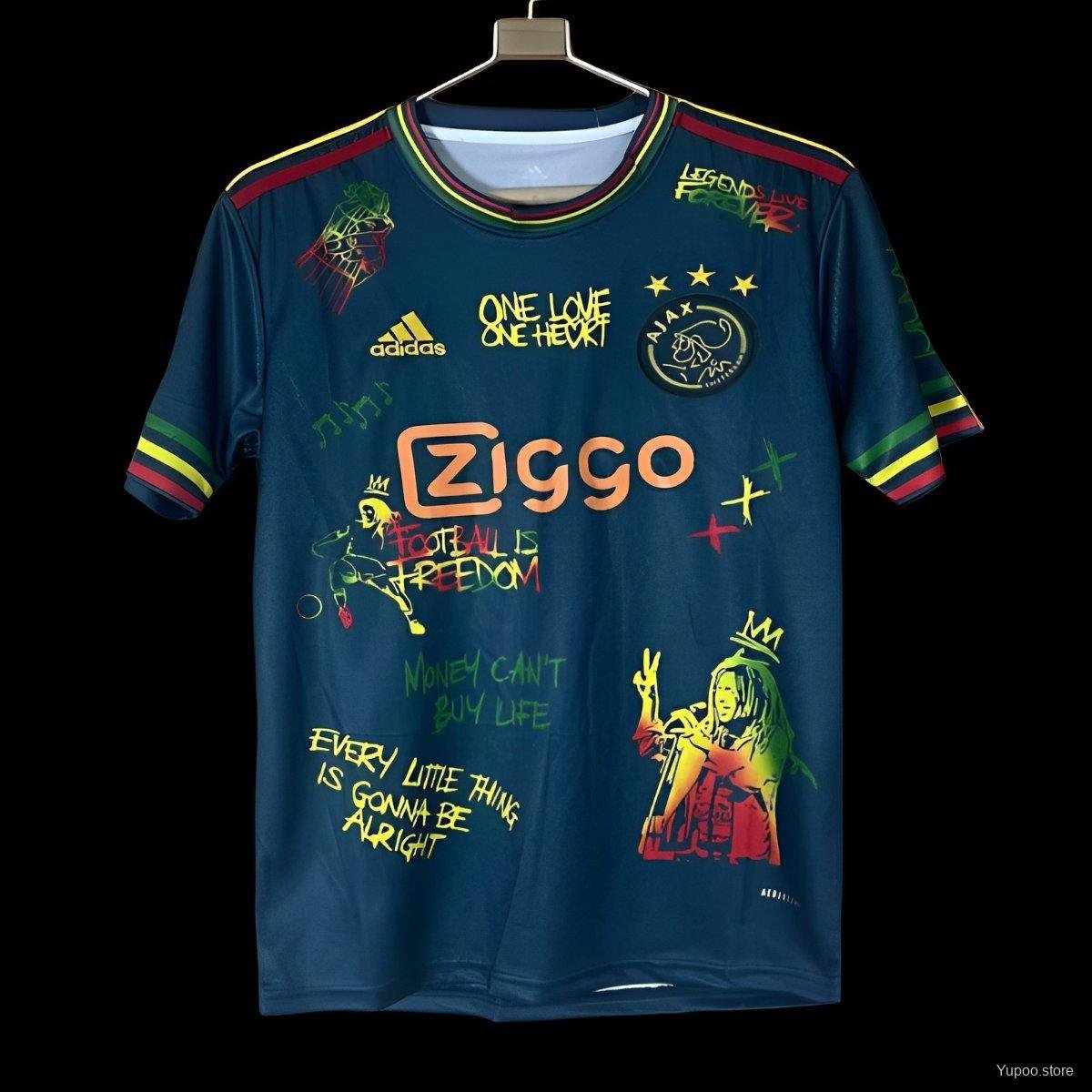 Ajax Navy Blue Bob Marley 25/26 Adult Soccer Futbol Football Jersey