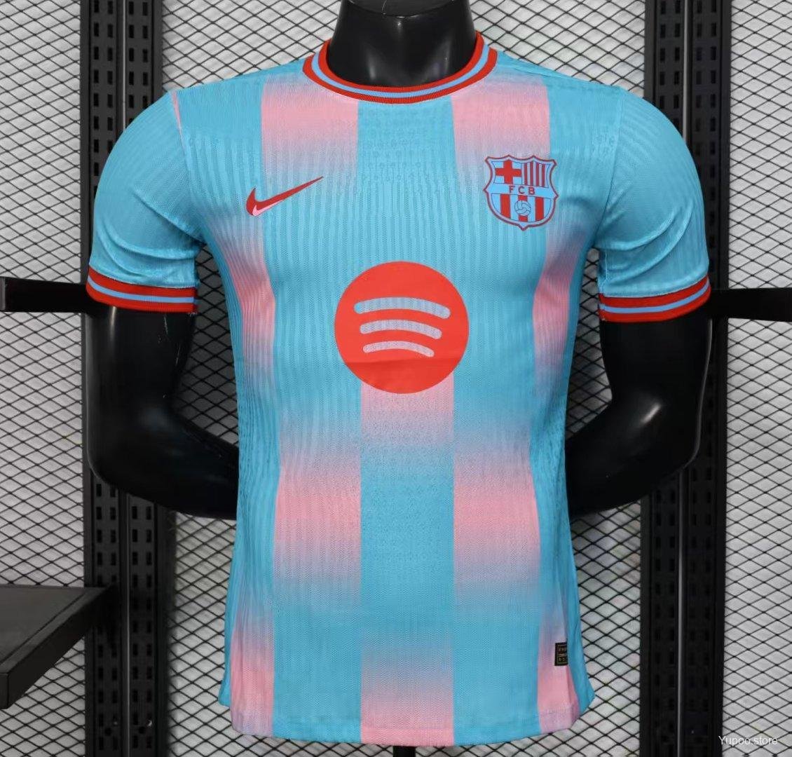 Barcelona Sky Blue with Pink Gradient Stripe 25/26 Player Jersey
