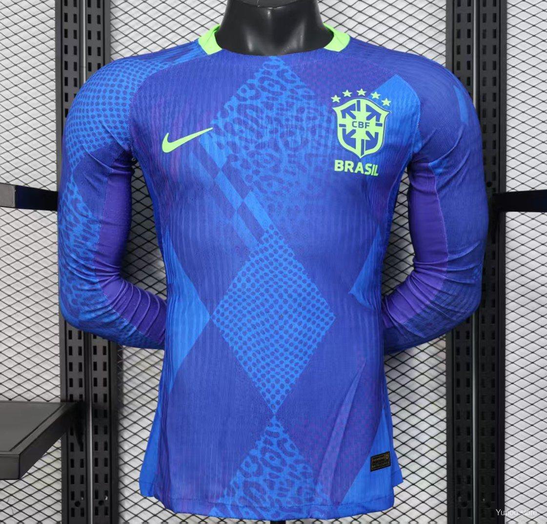 Brazil Away 2025 Long Sleeve Player Jersey
