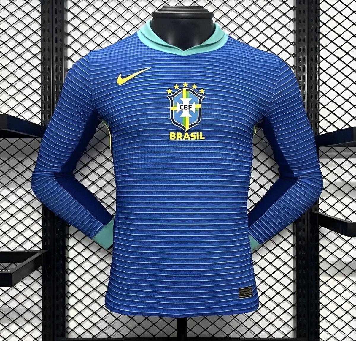Brazil Away Blue 2024 Player Soccer Football Futbol Adults Jersey