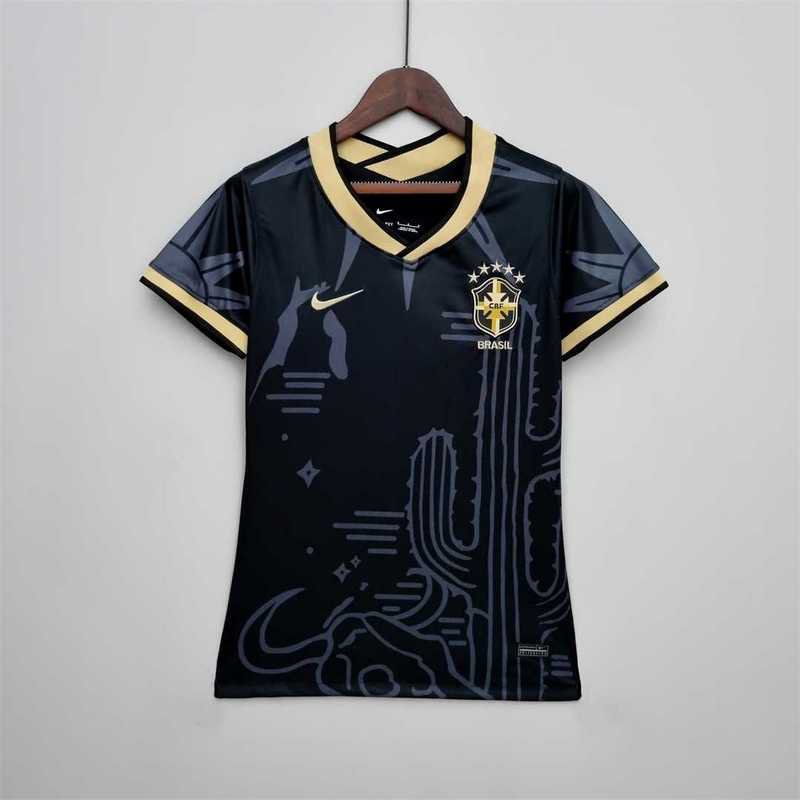 Brazil Woman Black Concept FIFA World Cup Soccer Football Jersey Kit