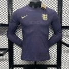 England Away Long Sleeve 2024 Player Authentic Soccer Football Futbol Jersey Kit