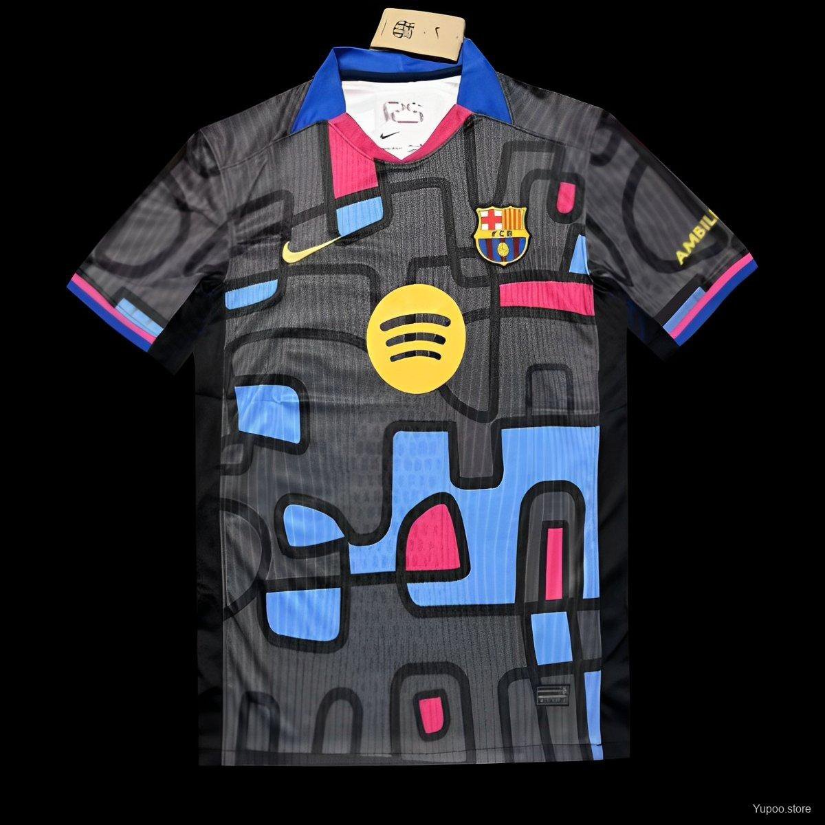 FC Barcelona Burgundy with Circular Sound Wave Pattern 25/26 Adult Soccer Futbol Football Jersey