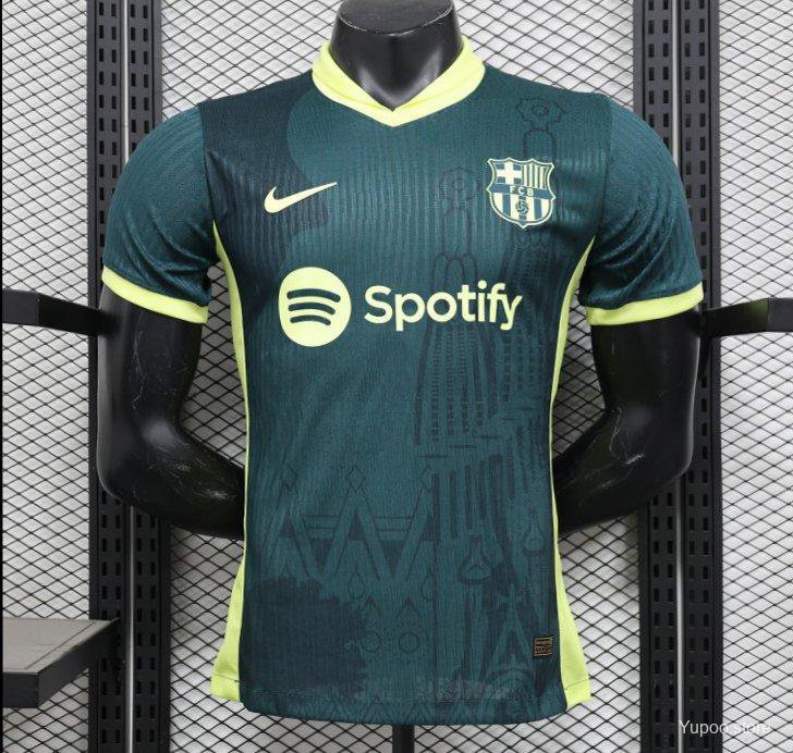 FC Barcelona Dark Green with Neon Yellow Trim 25/26 Player Soccer Football Futbol Adults Jersey
