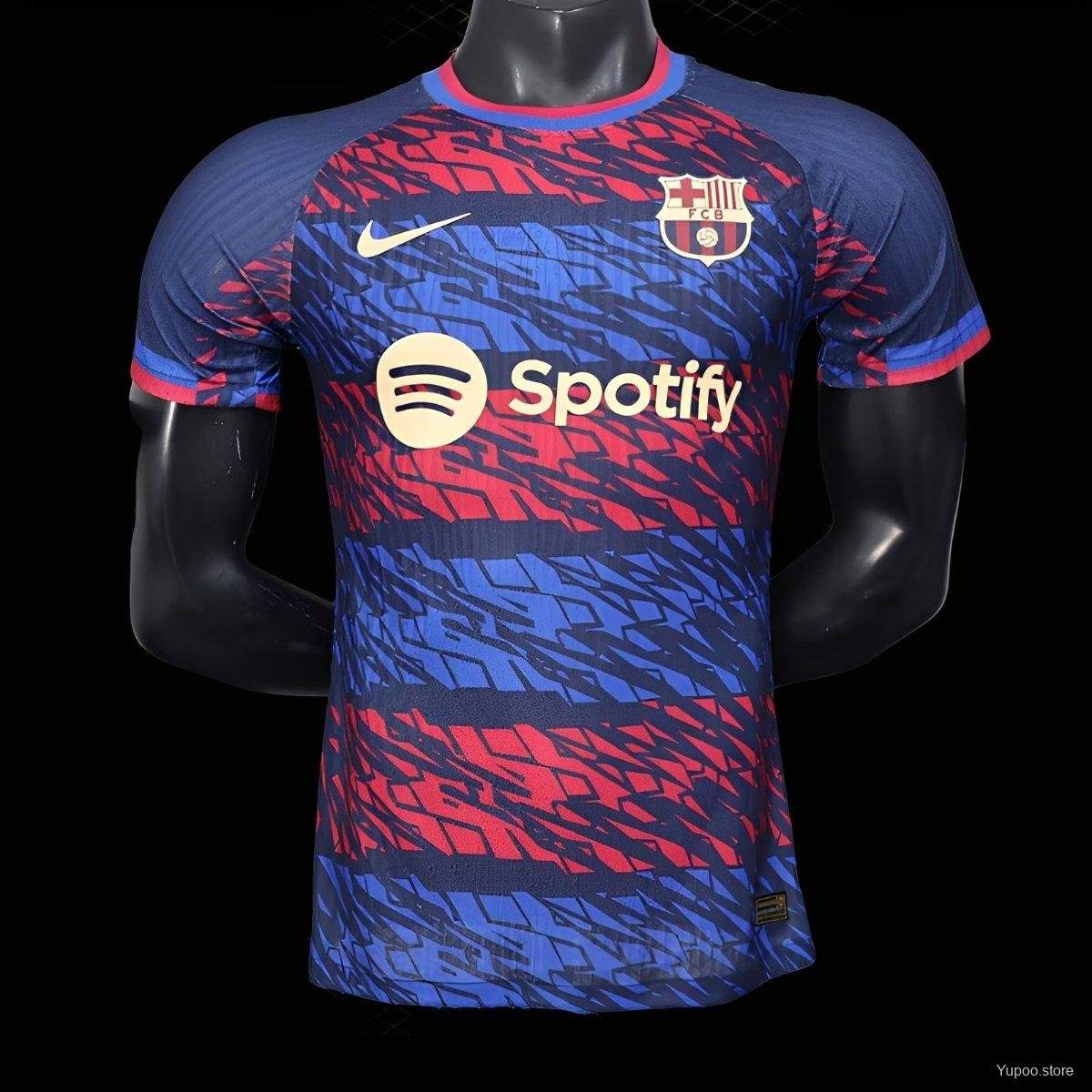 FC Barcelona Navy Blue with Red & Blue Abstract Pattern 25/26 Player Jersey