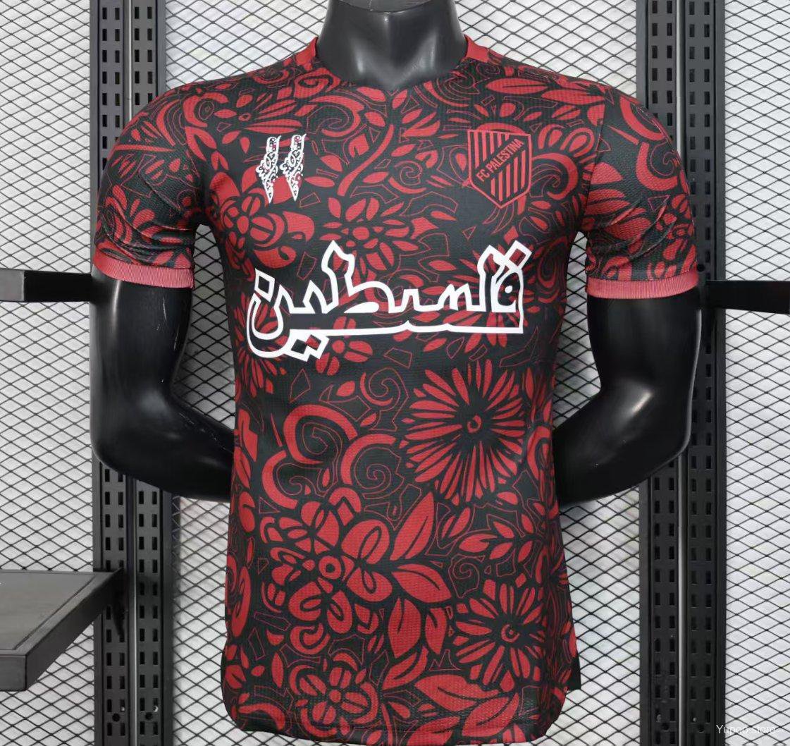 FC Palestine Red with Traditional Floral Pattern 25/26 Player Jersey