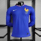 France Home Long Sleeve 2024 Player Authentic Soccer Football Futbol Jersey Kit