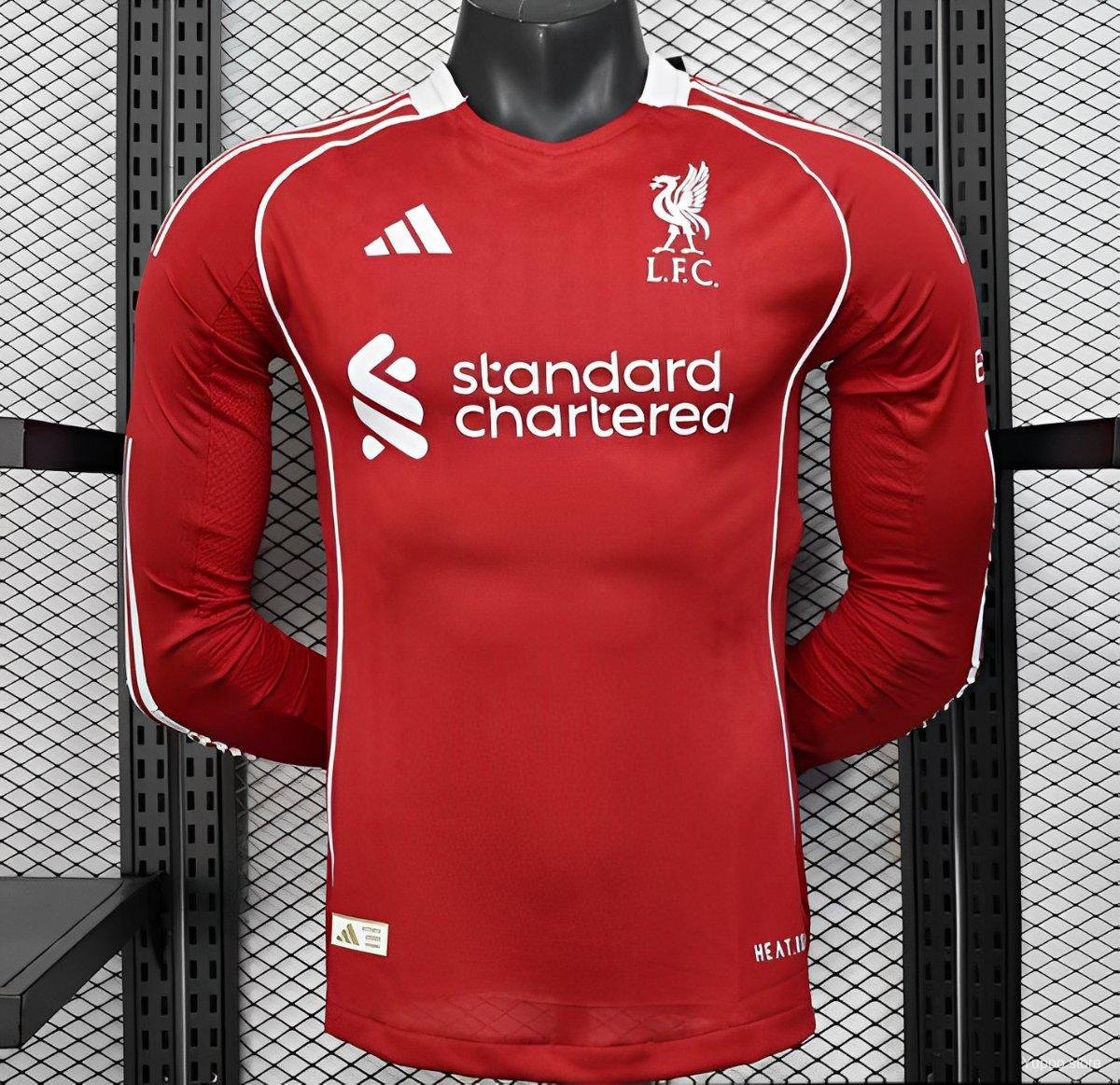 Liverpool Home 25/26 Long Sleeve Player Soccer Football Futbol Adults Jersey