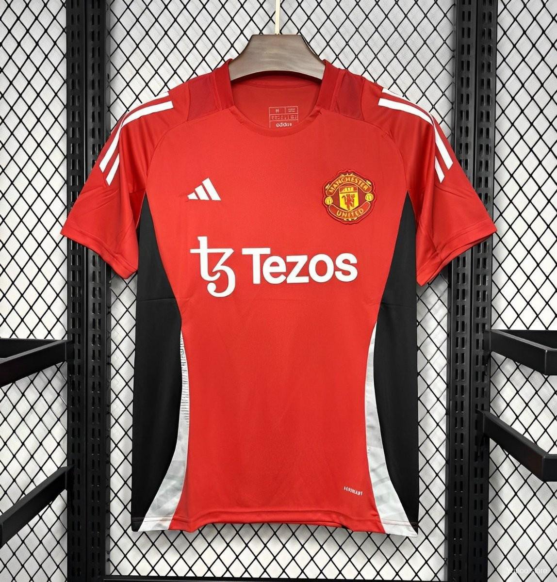 Manchester United Red Pre-match Training 24/25 Adult Football Futbol Soccer Jersey