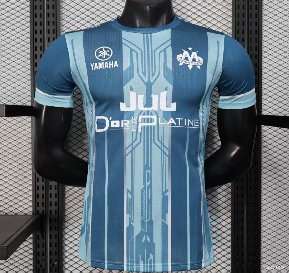 Olympique de Marseille Blue with Geometric Stripes 25/26 Player Jersey