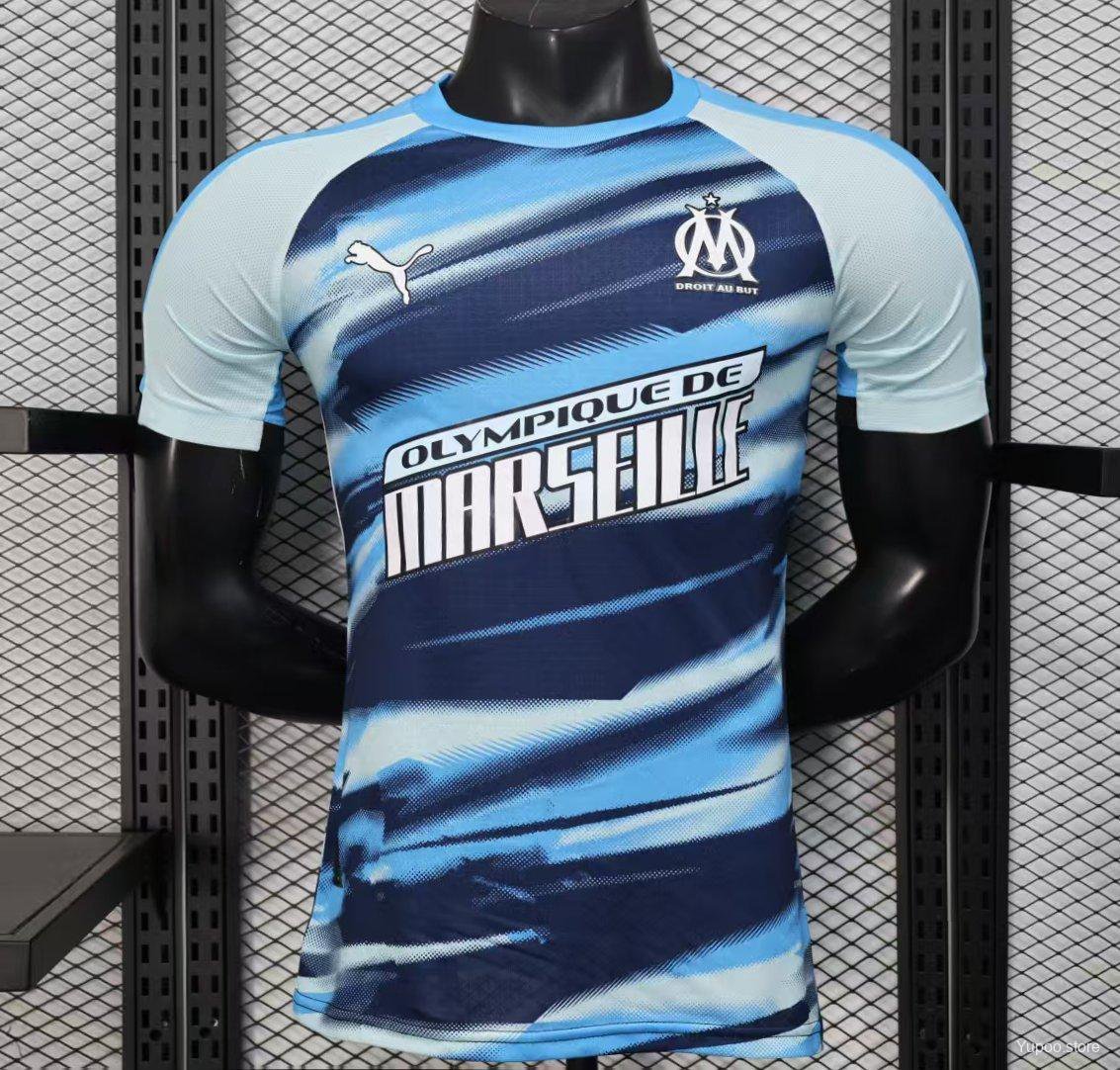 Olympique de Marseille Blue with Gradient Wave Pattern 25/26 Player Jersey