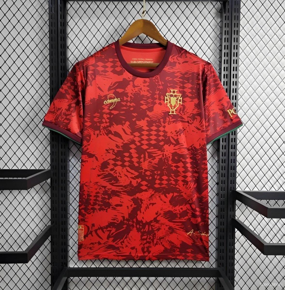 Portugal Comma Red Special 2024 Soccer Football Futbol Adults Jersey