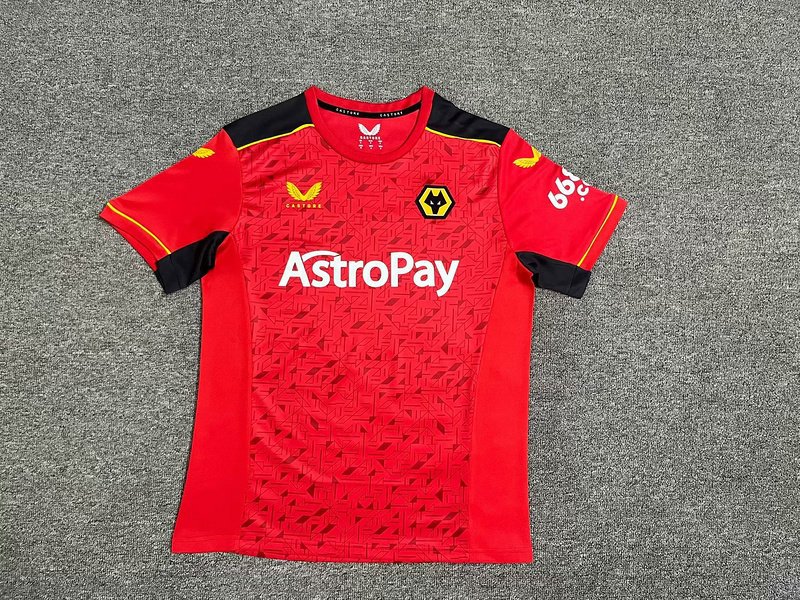 Wolverhampton Wanderers Wolves Away Red 23/24 Soccer Futbol Football Jersey