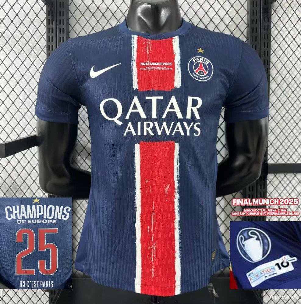 Star PSG Home Jersey With Final Match Champion 25/26 Jersey