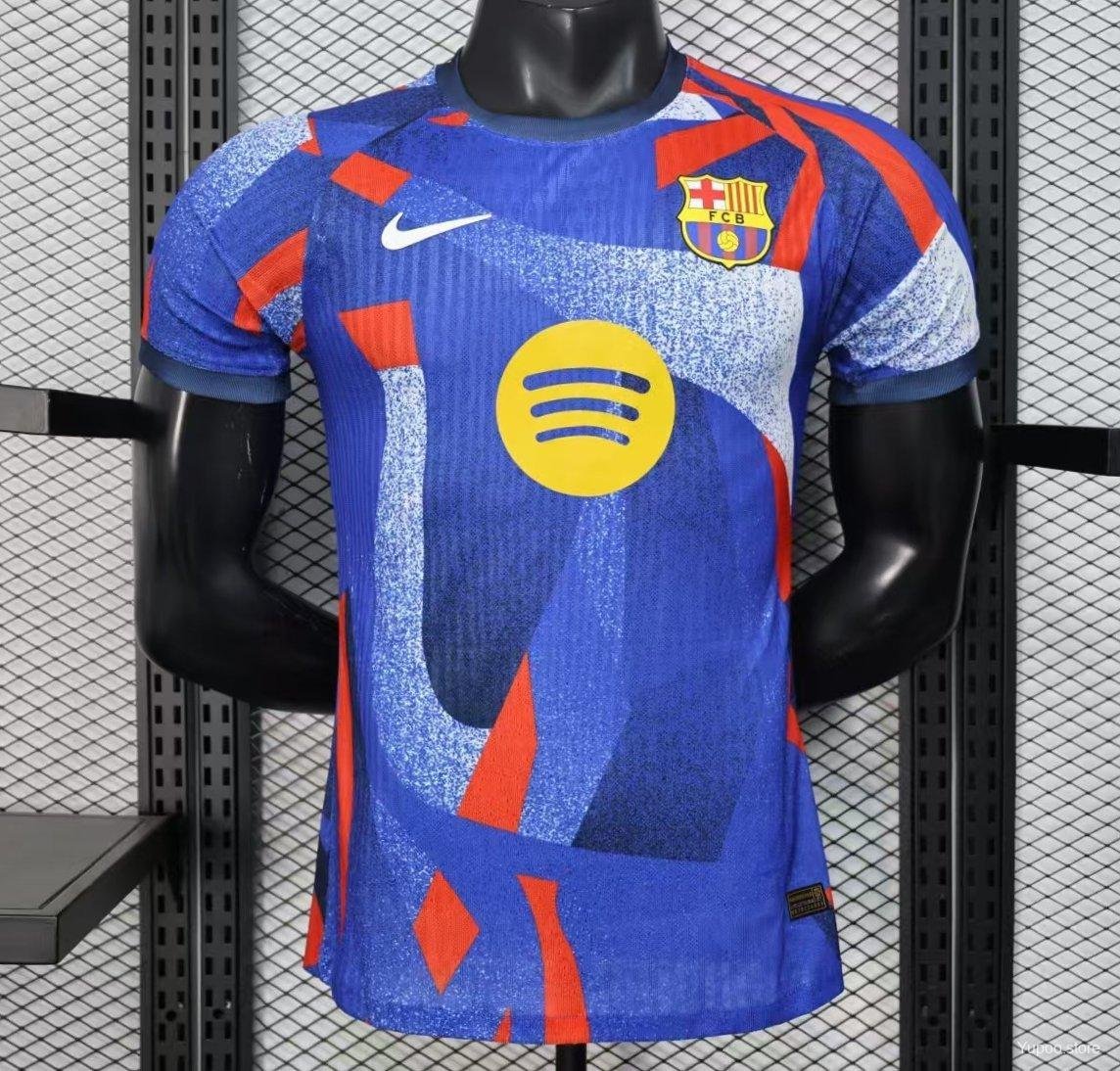FC Barcelona Blue with Abstract Geometric Pattern 25/26 Player Jersey