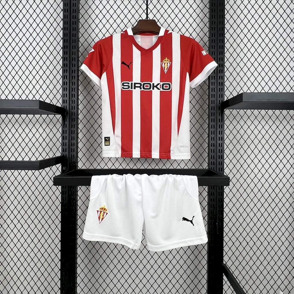 Sporting de Gijon Home 24/25 Youth_ Kids Kit Soccer Football Futbol Shirt Jersey