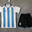 Argentina National Home Youth/ Kids 2022 World Cup (3 Stars) Soccer Football Jersey