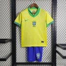 Brazil Home 2024 Youth_ Kids Kit Soccer Football Futbol Shirt Jersey