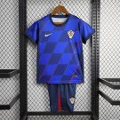 Croatia Away Blue 2024 Youth_ Kids Kit Soccer Football Futbol Shirt Jersey