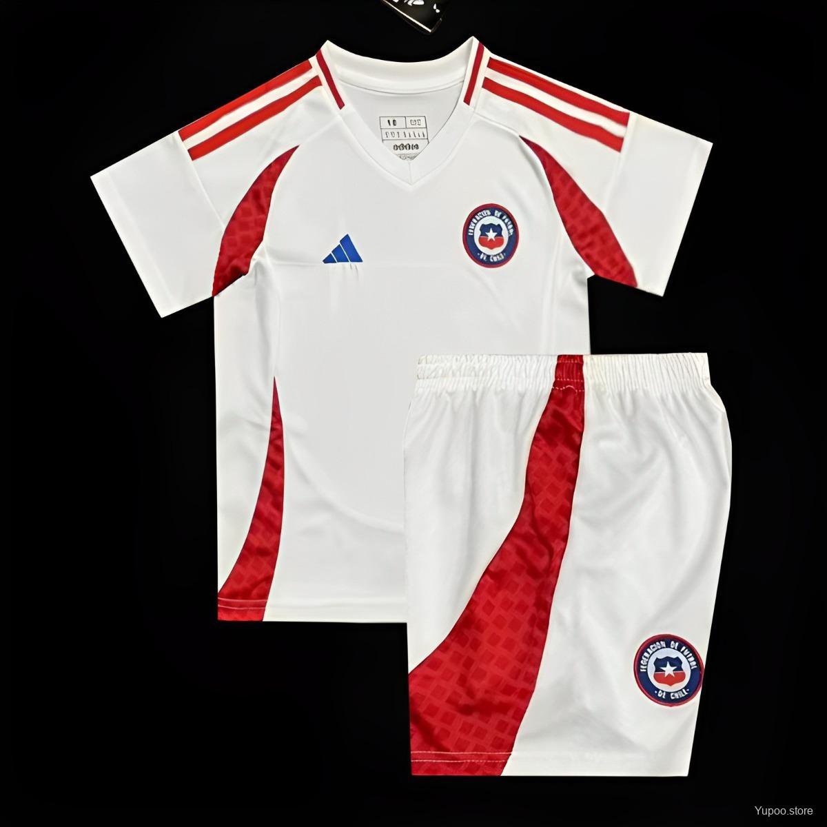 Kids Chile Away White 2024 Youth_ Kids Kit Soccer Football Futbol Shirt Jersey
