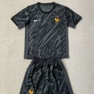 Kids France black goalkeeper 2024 Soccer Football Futbol Kids Jersey Kit