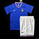 Kids France Home 2024 Soccer Football Futbol Kids Jersey Kit