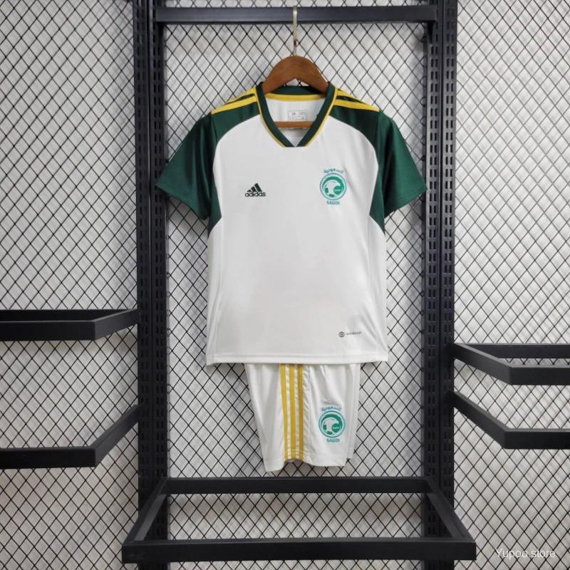 Kids Saudi Arabia Away White 2024 Youth_ Kids Kit Soccer Football Futbol Shirt Jersey