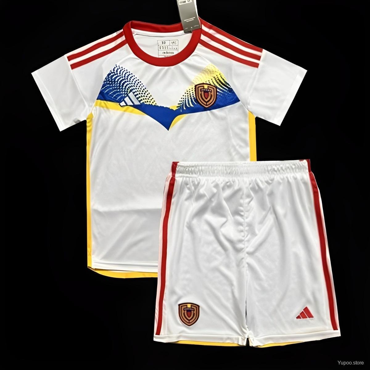 Kids Venezuela Copa America Away White 2024 Youth_ Kids Kit Soccer Football Futbol Shirt Jersey