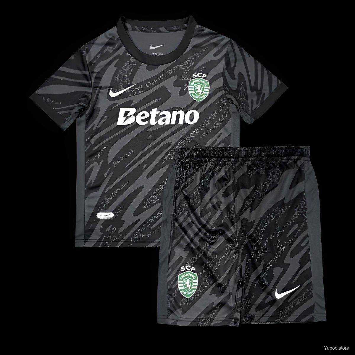 Sporting Lisbon Goalkeeper Black 25/26 Kids Jersey