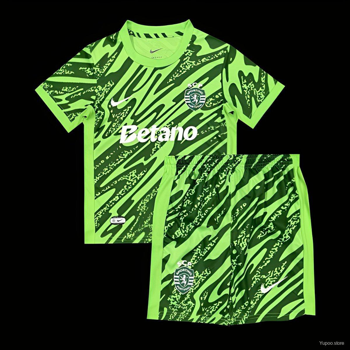 Sporting Lisbon Goalkeeper Green 25/26 Kids Jersey