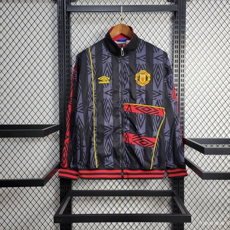Manchester United Jacket Retro Black Pattern 25/26 Windbreaker Jacket