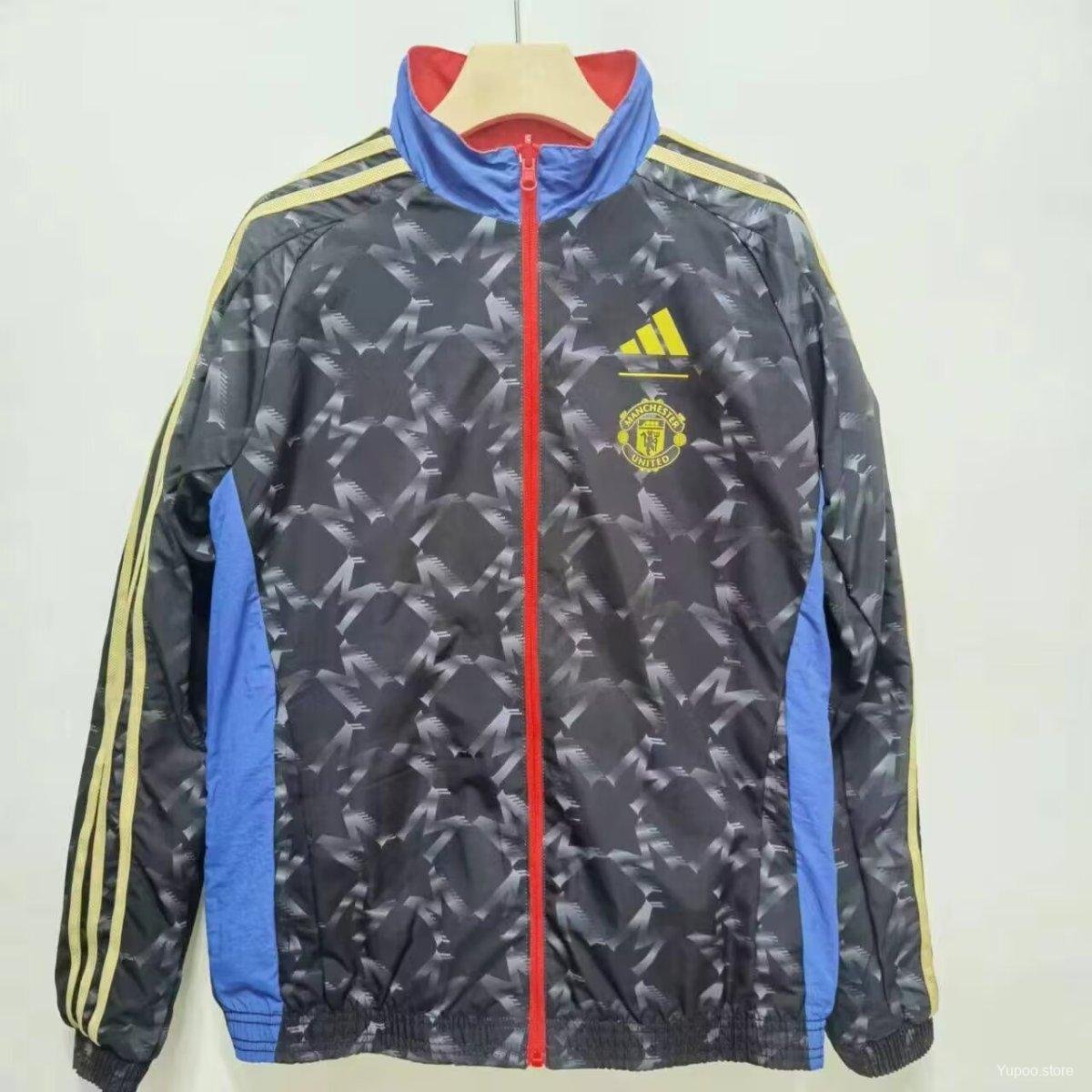 Manchester Untied Black Reversible 2024 Windbreaker Jacket