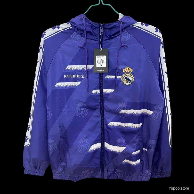 Real Madrid Purple with White Spray Pattern 25/26 Windbreaker Jacket