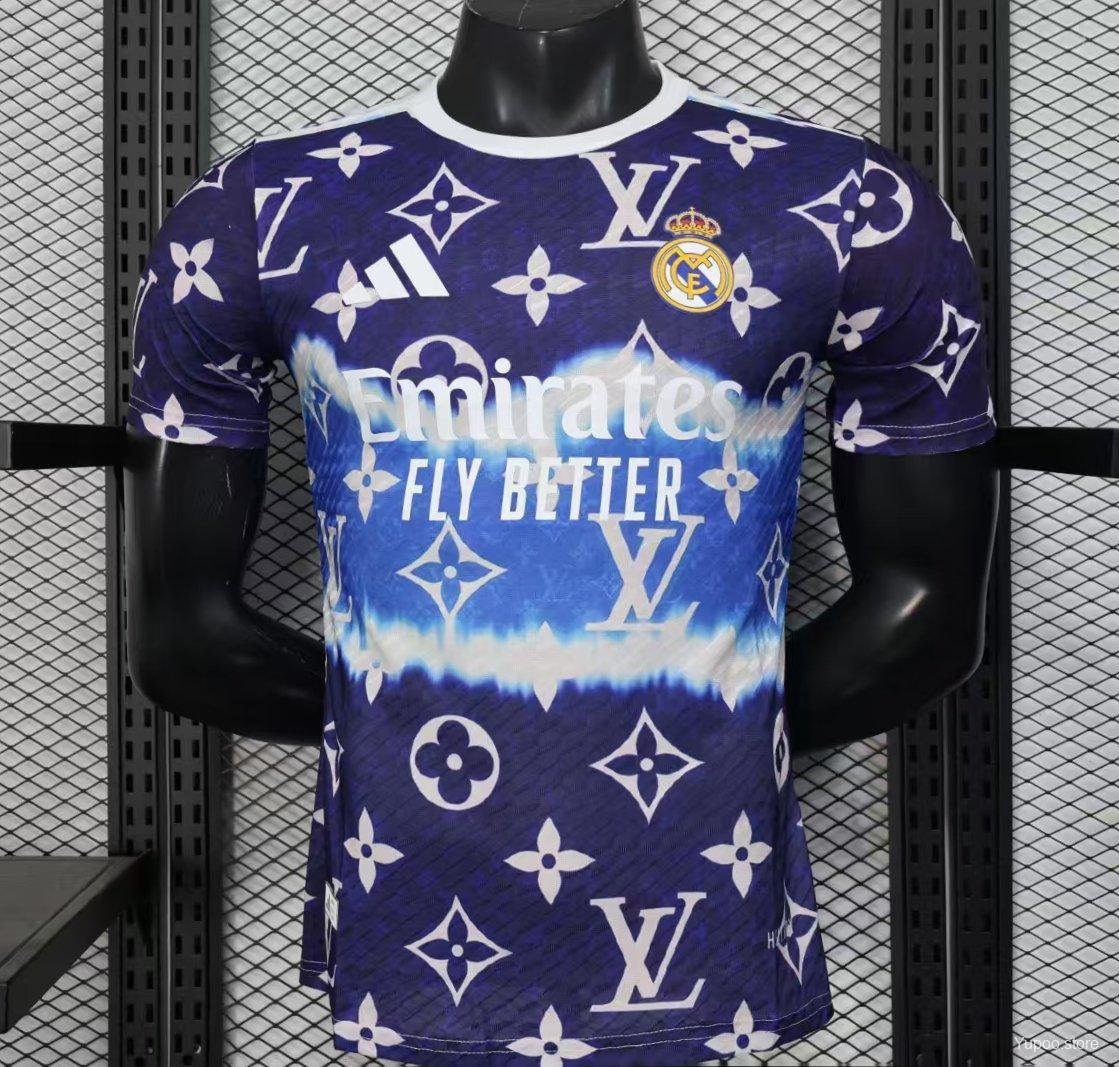 Real Madrid Blue with LV Pattern 25/26 Player Jersey