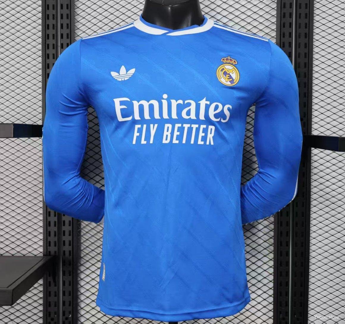 Real Madrid Third Blue 2025 Long Sleeve Player Jersey