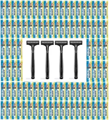 100 Gillette Guard Blades / Cartridges With Single Blade + 4 Razors-FreeShipping