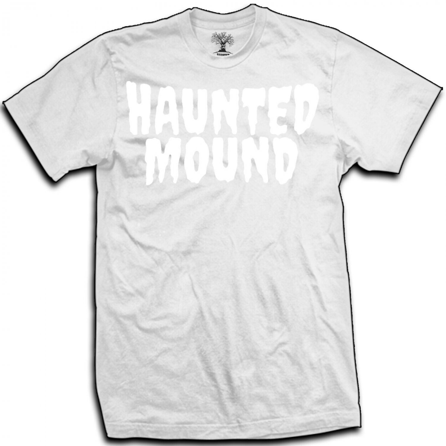 Rare HAUNTED MOUND LOGO "Iced Out" Bling Whiteout ice Ghost Mountain New Shirt