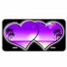 Custom Personalized License Plate Car Tag With Purple Hearts and View Add Names
