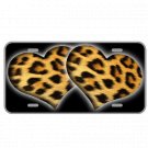 Custom Personalized Novelty License Plate With Hearts Cheetah Colored Add Names